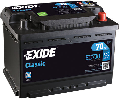 Аккумулятор автомобильный EXIDE - 70 о.п. EC700 (Exide Technologies)